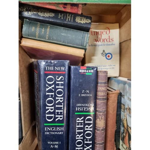 576 - Five crates of mixed antique, vintage and contemporary books. Great lot! Inc a box of antique books.