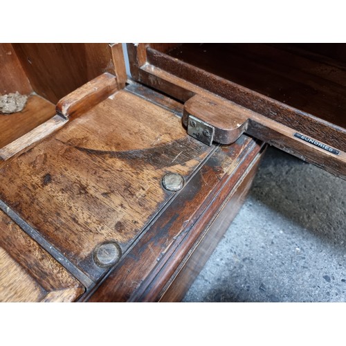 597 - Neat size antique compendium gents wardrobe in burr/burl walnut, brand Compactom. Features original ... 