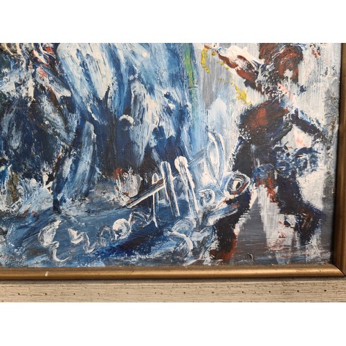 66 - Impasto oil on board of a streetscene. Signed by the artist, 'Ernest' . Work similar to the impressi... 