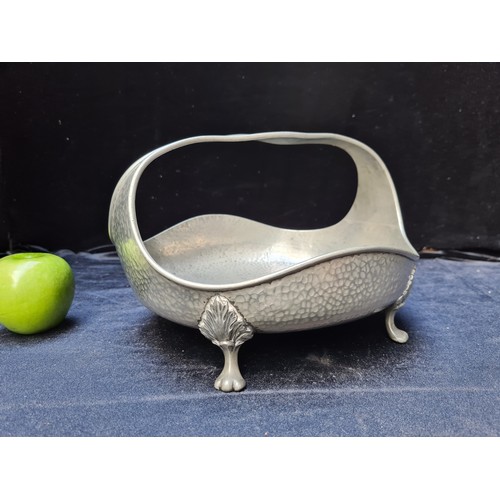 640 - 2x Arts and Crafts English Pewter Items including a Stylised Basket