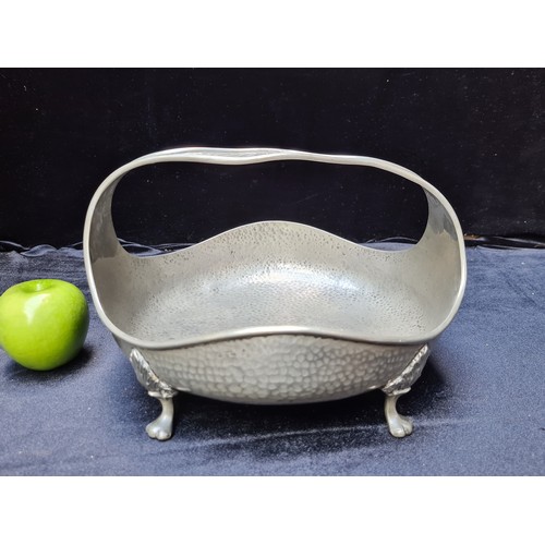 640 - 2x Arts and Crafts English Pewter Items including a Stylised Basket