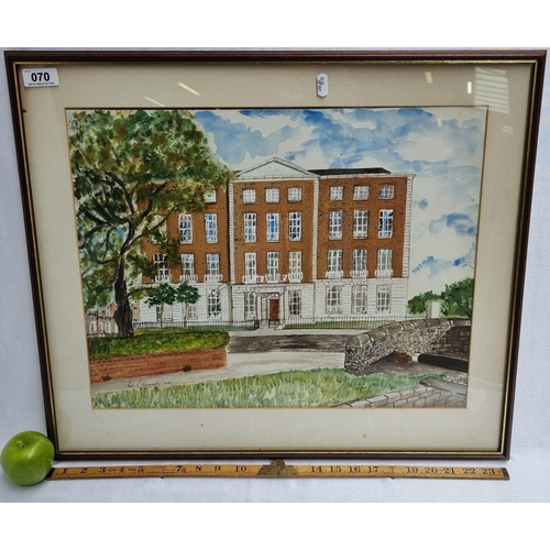 70 - Original signed large watercolour of Dublin Townhouse by Paul P. Kennedy. Inscribed verso, 'Given to... 