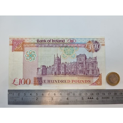 2 - 100 pound sterling note, Bank of Ireland Donegal Place, Belfast. In fine condition, dated 28 August ... 