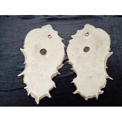 191 - A Super pair of Wall plaster ascension plaques in relief. Highly decorative pair with makers mark on... 