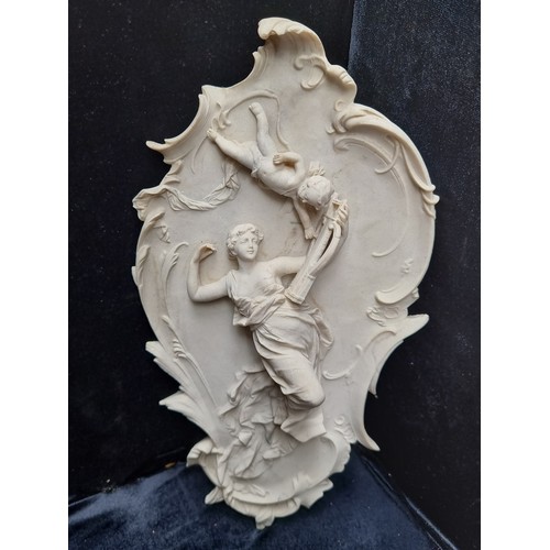 191 - A Super pair of Wall plaster ascension plaques in relief. Highly decorative pair with makers mark on... 