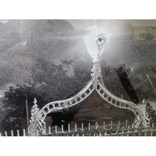 603 - Large mirror framed photo of Ha'Penny Bridge with Glitter accents. Mm: 55cm x 87cm.