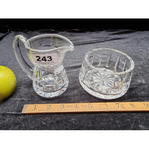243 - An Irish vintage Waterford Crystal Milk/Cream Jug with a Sugar Bowl