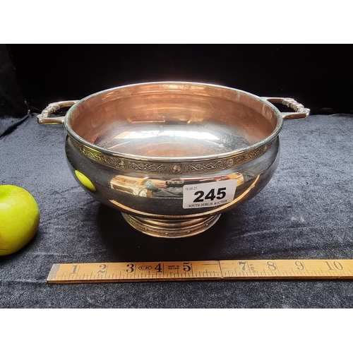 245 - Silver-plate on Copper Celtic revival Bowl with Knot work Motif.