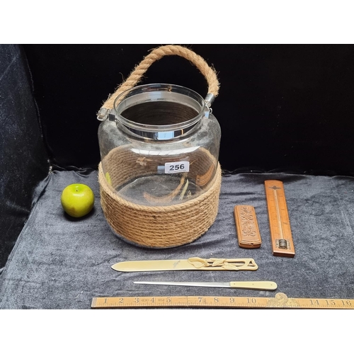 256 - A Box of Antique Miscellaneous Items including an Art Nouveau Page turner, A Letter Opener, a Thermo... 