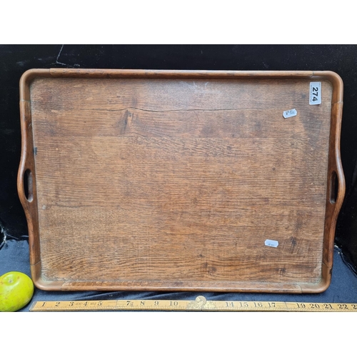274 - A Very Large  Wooden Serving Tray with Copper handles.