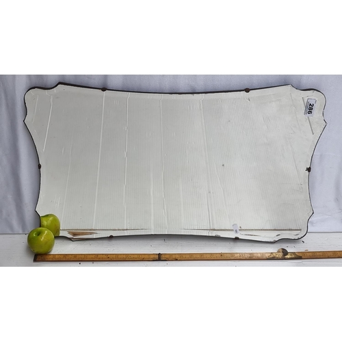 286 - A Vintage Art Deco Bevelled, frameless Mirror, with beautiful, curved outline.
