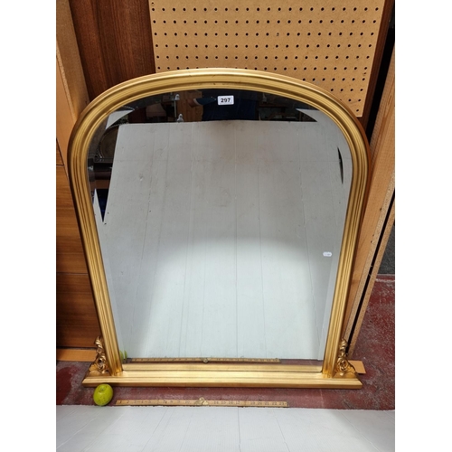 297 - A Very Large Premier Collection Bevelled overmantle Mirror with a Lovely Gold Frame Manufactured by ... 