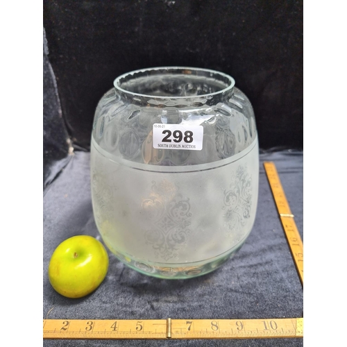 298 - A large 19th century frosted glass oil lamp shade. In good order.