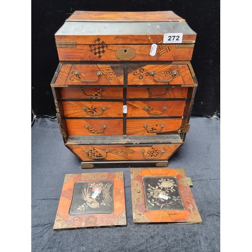 272 - A Super Chinese jewellery Cabinet with Profuse Inlay, Fabulous piece with drawers behind two doors t... 