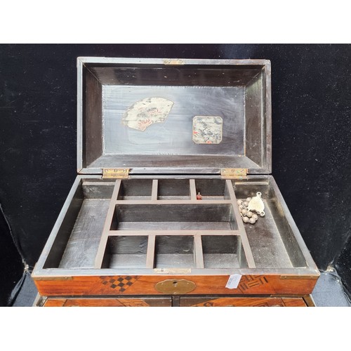 272 - A Super Chinese jewellery Cabinet with Profuse Inlay, Fabulous piece with drawers behind two doors t... 