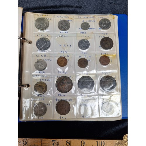 277 - Tow albums of coins. One almost full with coins from 1860-1950 a few silver but mostly copper coins ... 