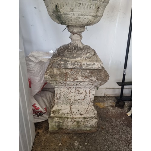 771 - Antique stone/concrete good size Grecian garden urn on pedestal. From a fine home in Blackrock.
DM i... 