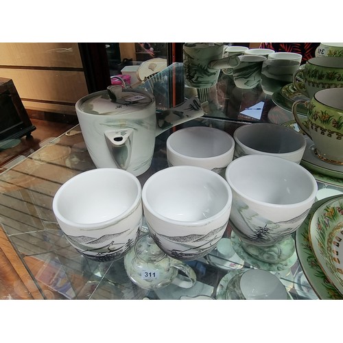 310 - A Stunning 13 Piece Royal Tara Fine Bone China Tea Set  and  a part Japanese tea set with tea pot.