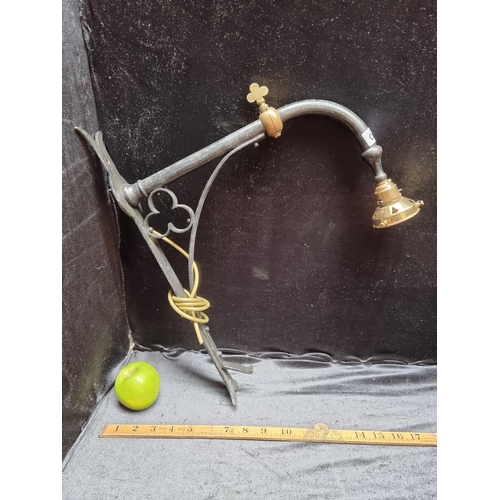 170 - A Cast metal and Brass Gothic Style Wall Mounted Light with Club Motif and bracket. Great looking pi... 