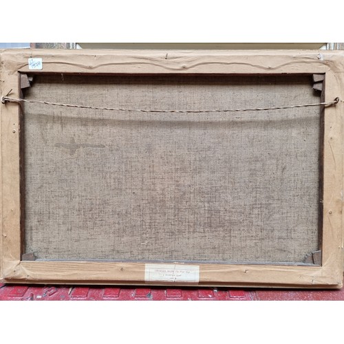 124 - Original oil on canvas showing beautiful blossoming trees, signed bottom left by the artist Lesley S... 