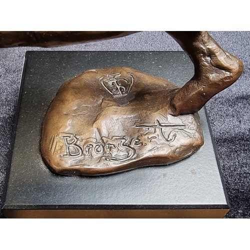 147 - An Abstract Bronze Sculpture Depicting a Figure Playing Rugby. Heavy signed on the base. Signed 'Bro... 