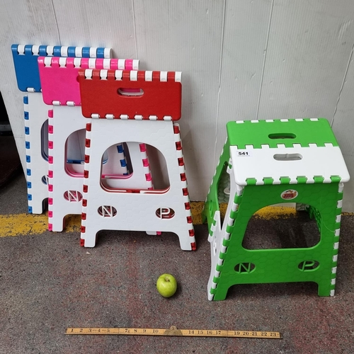 541 - A set of four very fun King Tiger folding children's stools brought back from Japan.