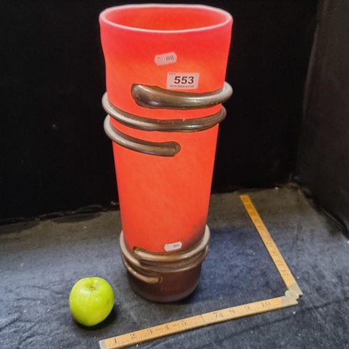 553 - Franz Caffrey designed, handcrafted red vase. Owner of Franz design, Caffrey is an award winning des... 