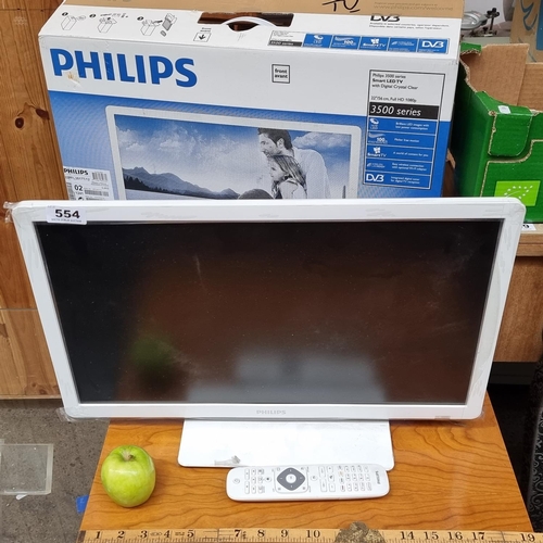 554 - A Phillips 3500 series smart LED TV with digital crystal clear. 22 inch screen and full HD. 1080P. M... 