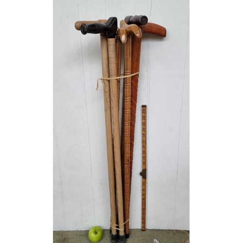 561 - Good selection of walking sticks inc turned examples.