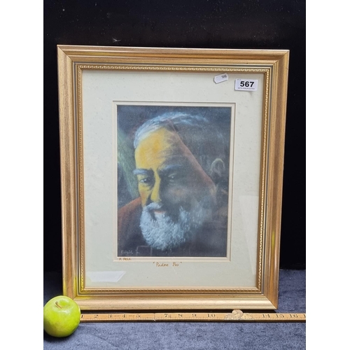 567 - Signed print of a Portrait 'Padre Pio', signed bottom left Frank Field.