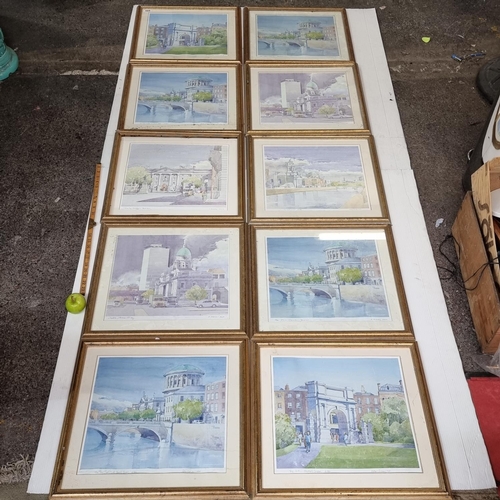 568 - Collection of ten framed limited edition prints by Arthur Gibney R.H.A, from various series, showing... 