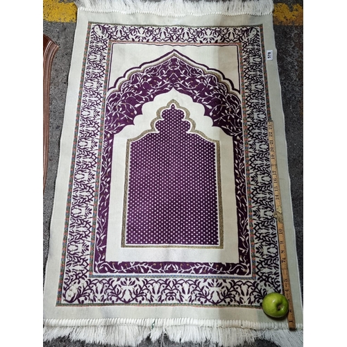 578 - Persian Silk prayer rug in Creams and purples.