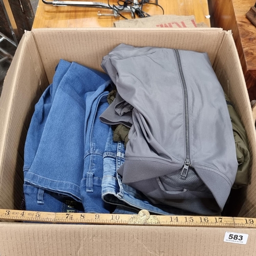 583 - A Large Box of Mostly Denim jeans and jackets. All clean and some very good brands.