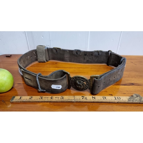 632 - A Victorian British Army Uniform Leather Belt with a Buckle That Reads 