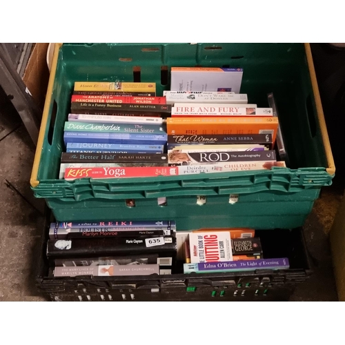 635 - 2 Boxes of Good Books including Hard Back Books on Marilyn Monroe.