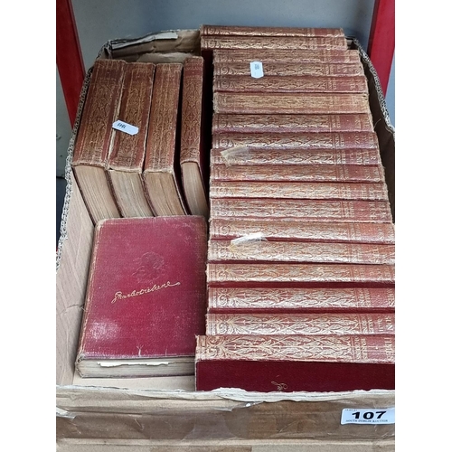 107 - Collection of 23 vintage leather-bound Charles Dickens books. Including 'A Tale of Two Cities'.