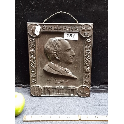 151 - A Cast Iron Profile Portrait of John Redmond M.P.