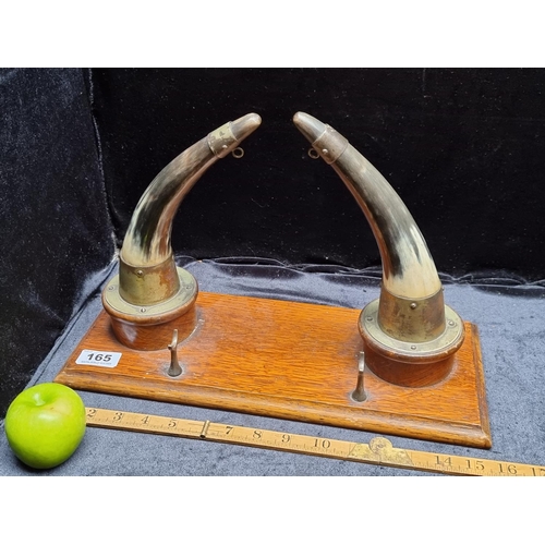 165 - A 19th Century Desk set with Cow Horns and brass accents.