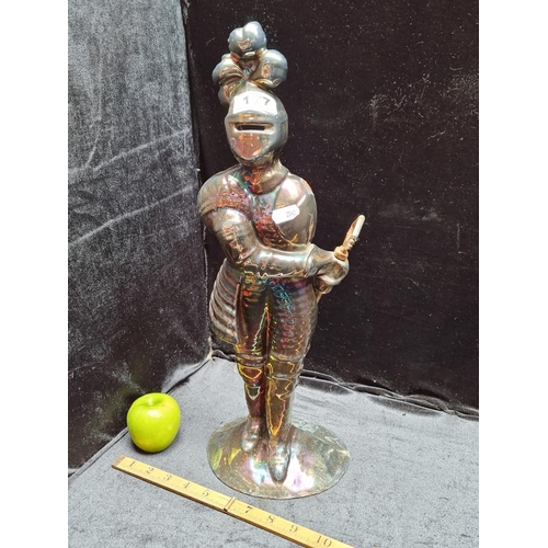 177 - A Good-Sized Companion set Cast-Iron Decorative Figure of a Knight bearing a Sceptre. Has an attract... 