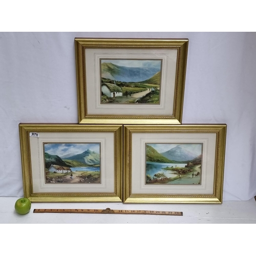 75 - Three neat-sized framed prints showing rural landscapes of the West of Ireland.