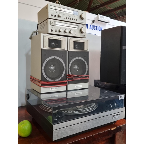 754 - A Ferguson HiFi System 25 record player with Hitachi Stereo Tuner HA-J2 and a Hitachi Two-Way Speake... 