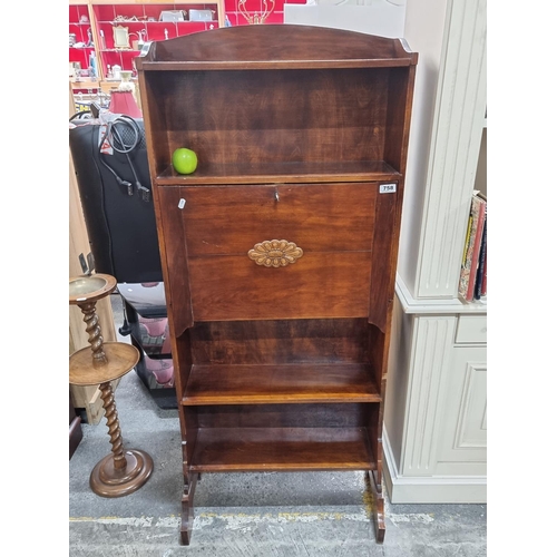 758 - An Antique 1920s  Hall Bureau with Original Key. Nice slim design