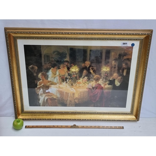 81 - Framed print of a painting entitled 'The End of Dinner, 1913' by artist Jules-Alexandra Grun.