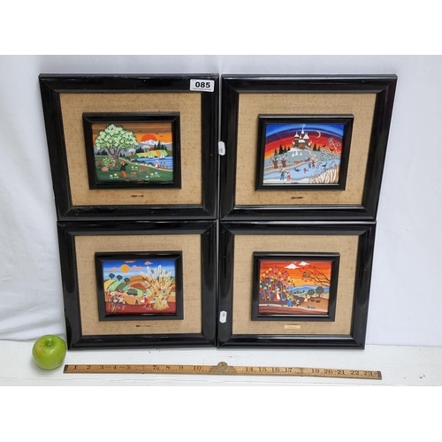 85 - Collection of four crystoleum prints, showing beautiful whimsical scenes of the Four Seasons.