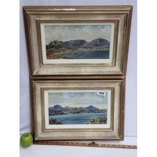 90 - Pair of good sized original oil on boards showing mountainous landscapes by Elizabeth Bryce, signed ... 