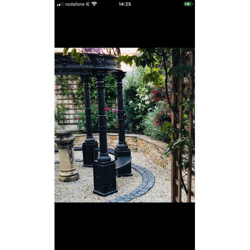 141 - Star Lot : Fabulous Large Cast Metal Gazebo with benches. 400cm Tall 300cm Wide and Weight 1350Kg. 
... 