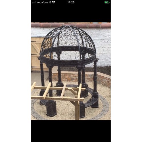 141 - Star Lot : Fabulous Large Cast Metal Gazebo with benches. 400cm Tall 300cm Wide and Weight 1350Kg. 
... 