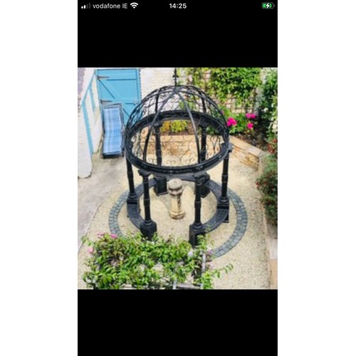 141 - Star Lot : Fabulous Large Cast Metal Gazebo with benches. 400cm Tall 300cm Wide and Weight 1350Kg. 
... 