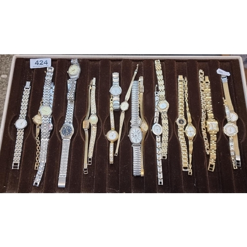 424 - A very nice collection of twenty ladies watches, some vintage. Examples include Pulsar, Ingersol, Ac... 