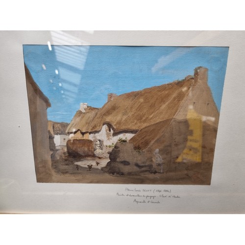 74 - A good sized original watercolour and gouache painting by Henri Louis Scott (1846-1884) showing a Fr... 